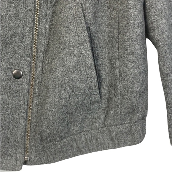 🌸2/$25 LOFT Grey Flannel Bomber Jacket lined snap closure front zipper EUC - Picture 6 of 9